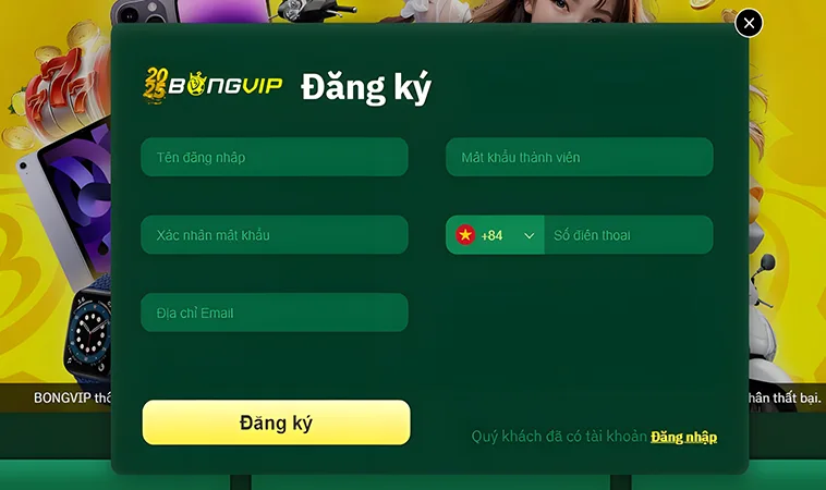 Hướng Dẫn Đăng Ký Tài Khoản BongVip